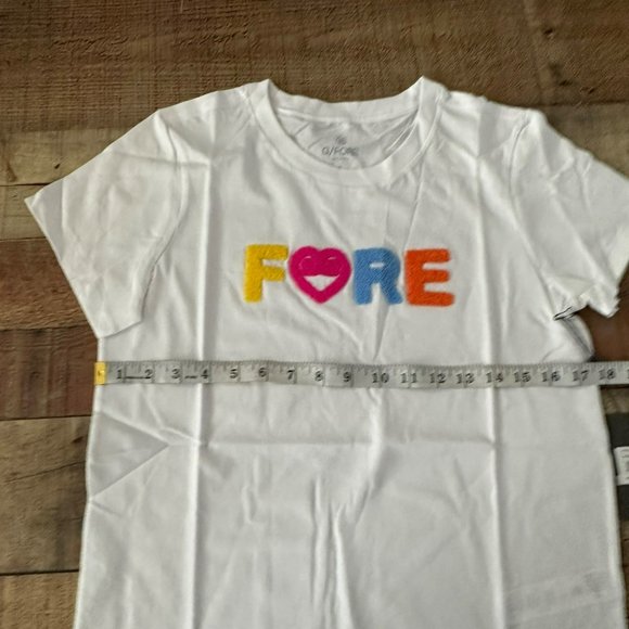G/fore G4 Womens Golf Top T-shirt Size S White Felt Logo Fore - Picture 5 of 8